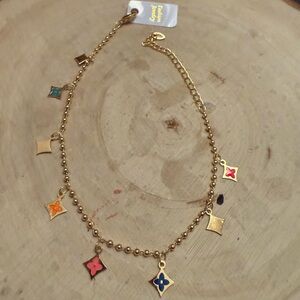 Fashion Jewelry Gold‎ plated anklet with Colorful Charms 11”